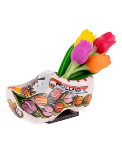 Magneet Keramiek Klomp met Tulpen - 7 cm - Multicolor