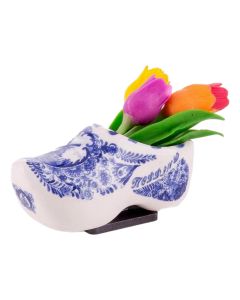 Magneet Keramiek Klomp met Tulpen - Delfts Blauw (7 cm)