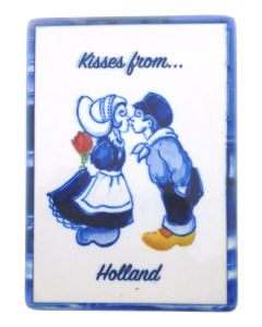 Keramieken Magneet "Kisses from ... Holland"