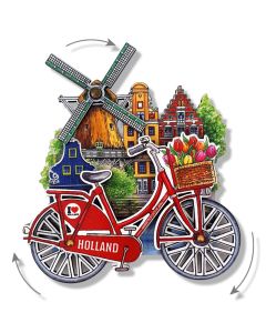 Magneet "Hollandse Molen met Rode Fiets" 