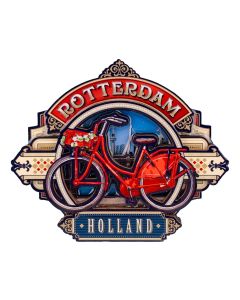 Reliëf Magneet Rotterdam - Rode Fiets & Skyline