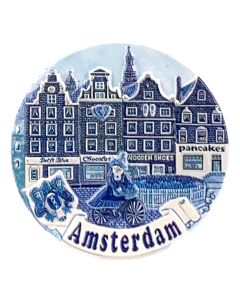 Magneet Grachtenhuisjes Amsterdam - Delfts Blauw