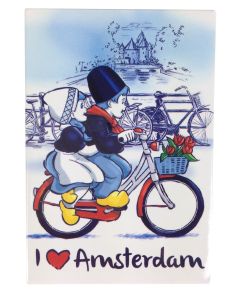 Koelkast magneet Nederlands paartje op fiets