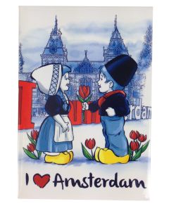 Koelkast magneet  Hollands paar voor I Love Amsterdam op Museumplein
