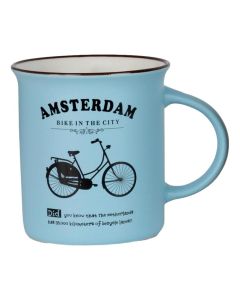 Mok Memoriez - Amsterdamse Fietsen - Mat Blauw, Groot