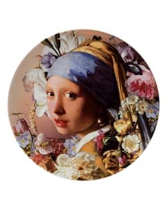 Wandbord Meisje met Parel Pastel, 31 cm