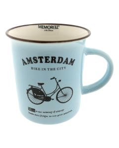Mok Memoriez - Amsterdamse Fietsen- Blauw, Groot
