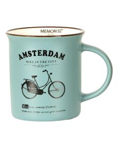 Mok Memoriez - Amsterdamse Fietsen - Mat Navy, Groot