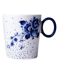 Mok met Bloemenmotief en Blauwe Stippen - 300 ml