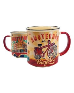 Beker vintage Amsterdam "Bicycles"  - Groot