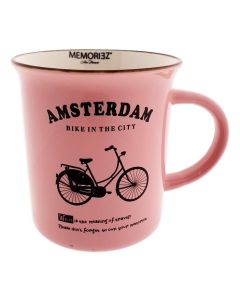 Mok Memoriez - Amsterdamse Fietsen- Roze, Groot