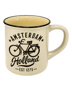 Mok Amsterdam Holland Beige - Fiets - Groot