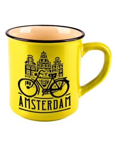 Mok "Amsterdam - Fiets" Geel - Groot 