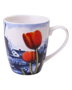 Mok molen met rode tulp, groot