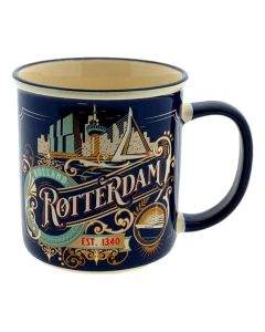 Mok Rotterdamse Vintage Skyline Blauw - Groot