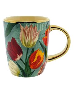 Beker Pretty Tulips groen/goud klein