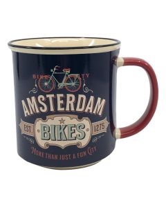 Beker vintage Amsterdam "Bikes Blue"  - Groot