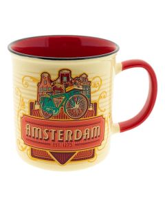 Beker Vintage Amsterdam Skyline Rood - Groot