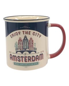 Beker vintage Amsterdam "Enjoy the city"  - Groot