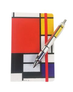 Notitieboekje Mondriaan met een zachte kaft en pen 
