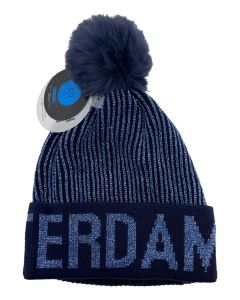 Pompon Muts Amsterdam - Blauw 