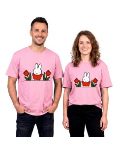 Unisex Nijntje T-shirt - Roze met tulpen