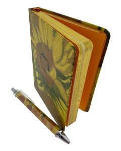 Notitieboek A6 Zonnebloemen  met pen - Hardcover met Goudsnede