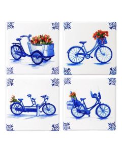 Onderzetters Fiets (keramiek), 4 stuks