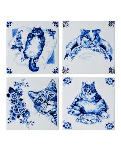 Luie Kat Onderzetters, 4 stuks