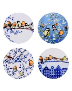 Onderzetters Bosvogels - Rond - Keramiek - set van 4