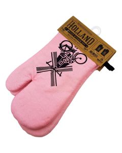 Keukenhandschoenen set - Holland Molen Roze