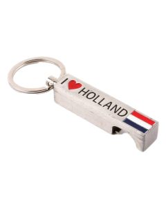 Flesopener / Sleutelhanger "I Love Holland" - Zilverkleurig
