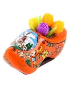 Koelkastmagneet Klomp Oranje met tulpjes, 4 cm