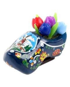 Koelkastmagneet Klomp Blauw met tulpjes, 4 cm