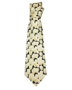 Stropdas Grijs Beige Tulpen op zwart