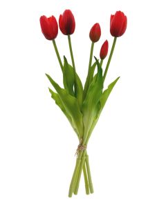Tulpen Kunstbloem Boeket 5 stuks, 'Rood' 39 cm