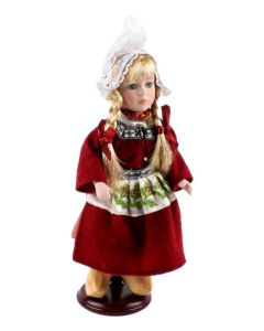 Pop in Hollands Kostuum, Bordeaux Rood, 26 cm 