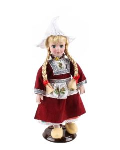 Pop in Hollands Kostuum, Bordeaux Rood, 20 cm 
