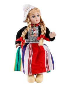 Porseleinen Pop - Nederlandse Klederdracht Zwart, 17 cm 