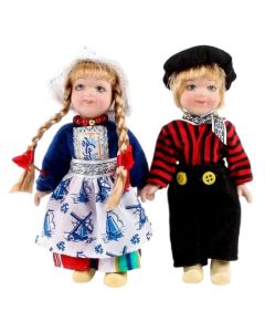 Poppen in Volendamse klederdracht, Blauw