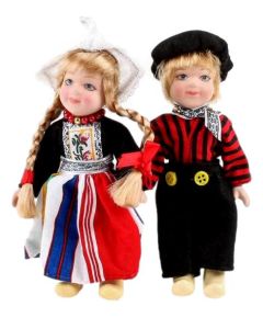 Poppen in Volendamse klederdracht, Zwart 12cm
