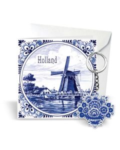 Postkaart met Sleutelhanger "Delfts blauw"