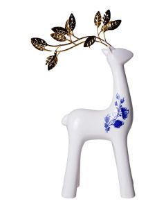 Keramiek Rendier met Goudkleurig Gewei - 31 cm
