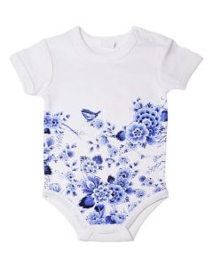 Baby romper Delfts blauw Bloemen