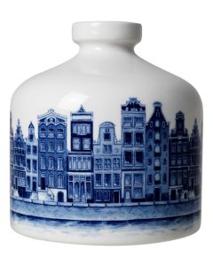 Vaas met Grachtenpanden – Blauw/Wit – 12 cm