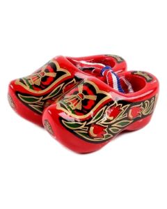 Set houten klompjes 6cm, Rood/Goud