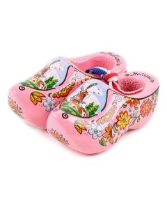 Set houten klompjes 6cm, Roze
