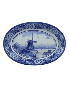 Ovalen schaal "Molen landschap", Keramiek, 28 cm