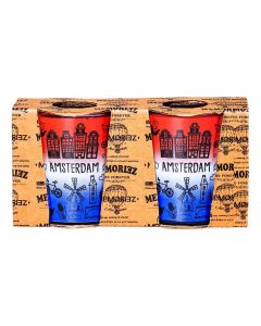 Memoriez Set Amsterdam Shotglaasjes Rood/Wit/Blauw - 2 stuks