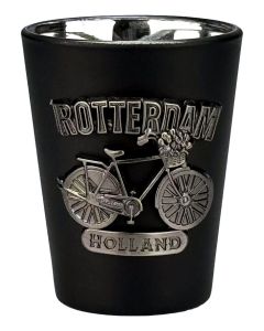 Shotglas Rotterdam Fiets - Zwart Metaallook